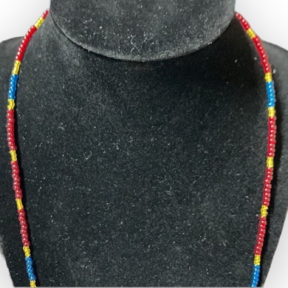 Native made beaded turquoise & bullet necklace - Picture 3 of 5